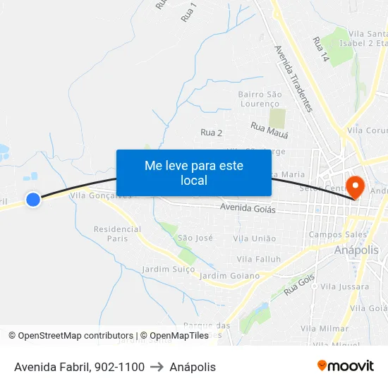 Avenida Fabril, 902-1100 to Anápolis map
