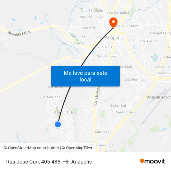 Rua José Curi, 405-485 to Anápolis map