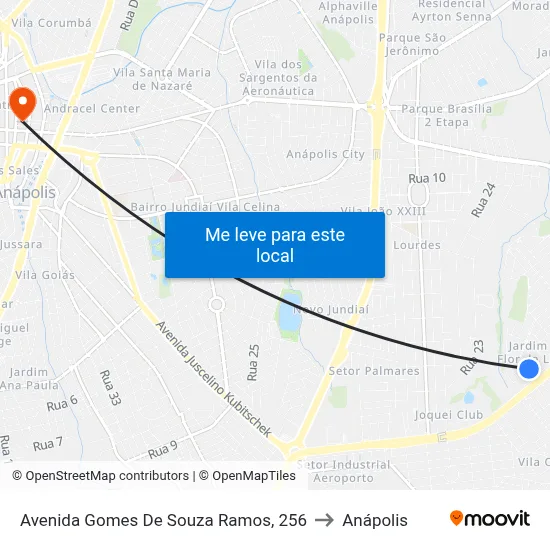 Avenida Gomes De Souza Ramos, 256 to Anápolis map