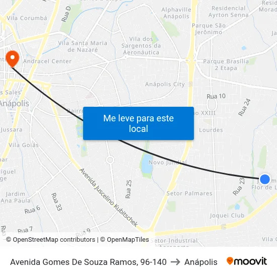 Avenida Gomes De Souza Ramos, 96-140 to Anápolis map