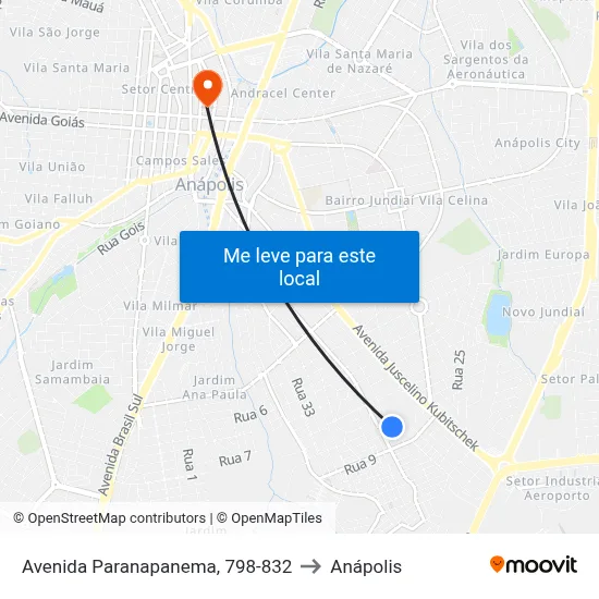 Avenida Paranapanema, 798-832 to Anápolis map