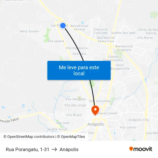 Rua Porangatu, 1-31 to Anápolis map