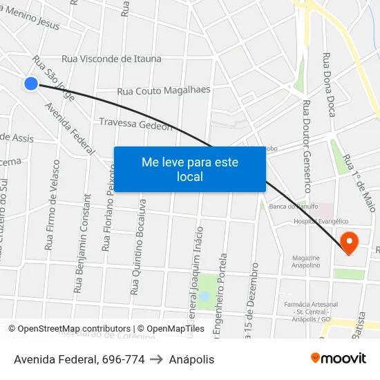 Avenida Federal, 696-774 to Anápolis map