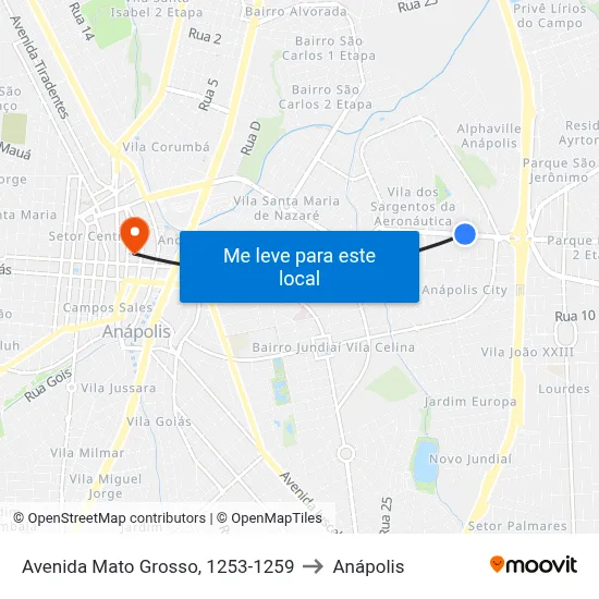 Avenida Mato Grosso, 1253-1259 to Anápolis map