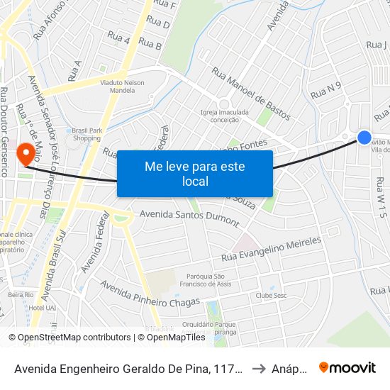 Avenida Engenheiro Geraldo De Pina, 1172-1188 to Anápolis map