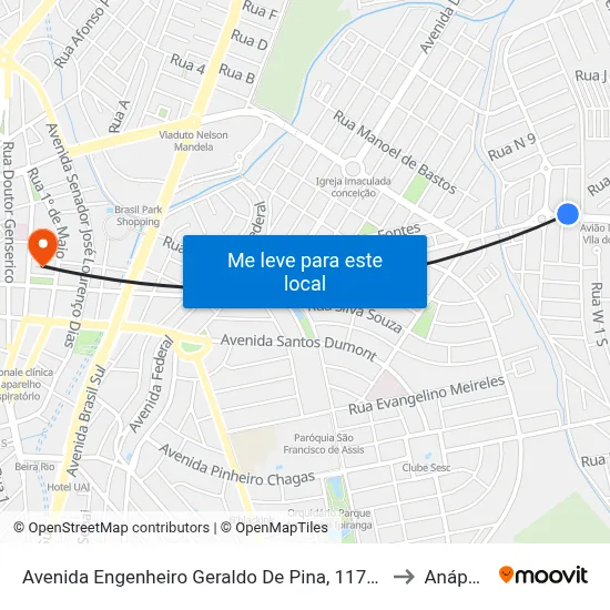 Avenida Engenheiro Geraldo De Pina, 1171-1187 to Anápolis map