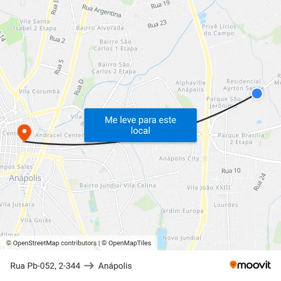 Rua Pb-052, 2-344 to Anápolis map