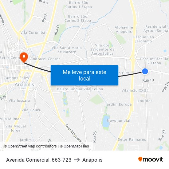 Avenida Comercial, 663-723 to Anápolis map