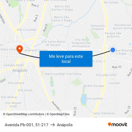 Avenida Pb-001, 51-217 to Anápolis map