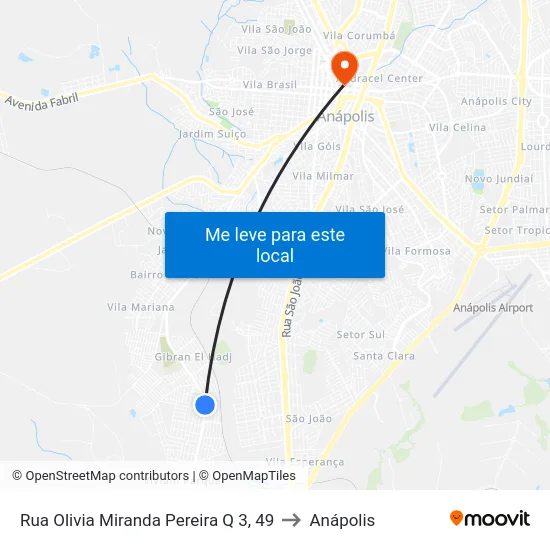 Rua Olivia Miranda Pereira Q 3, 49 to Anápolis map