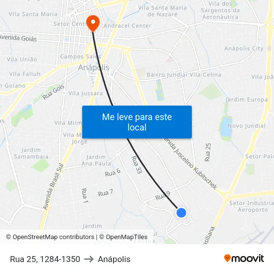 Rua 25, 1284-1350 to Anápolis map