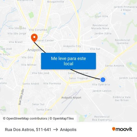 Rua Dos Astros, 511-641 to Anápolis map
