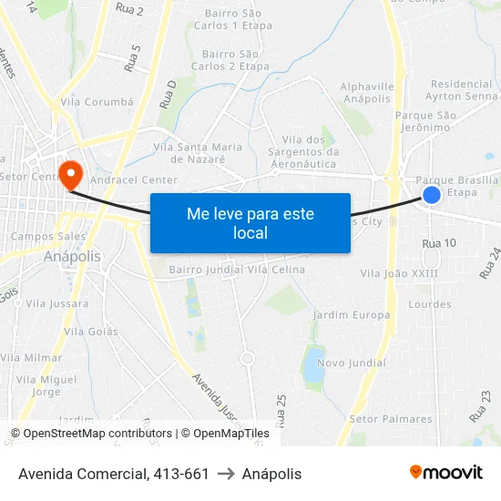 Avenida Comercial, 413-661 to Anápolis map
