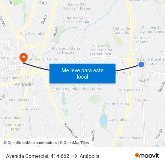 Avenida Comercial, 414-662 to Anápolis map