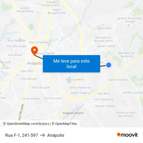 Rua F-1, 241-597 to Anápolis map