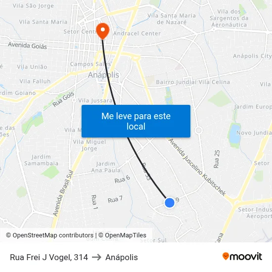 Rua Frei J Vogel, 314 to Anápolis map