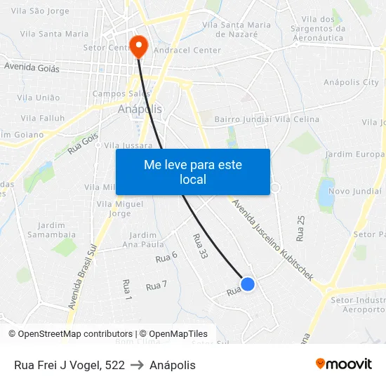 Rua Frei J Vogel, 522 to Anápolis map