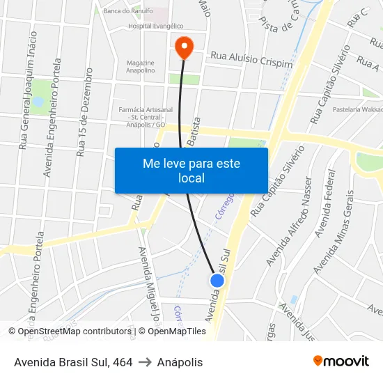 Avenida Brasil Sul, 464 to Anápolis map
