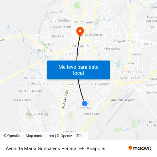Avenida Maria Gonçalves Pereira to Anápolis map