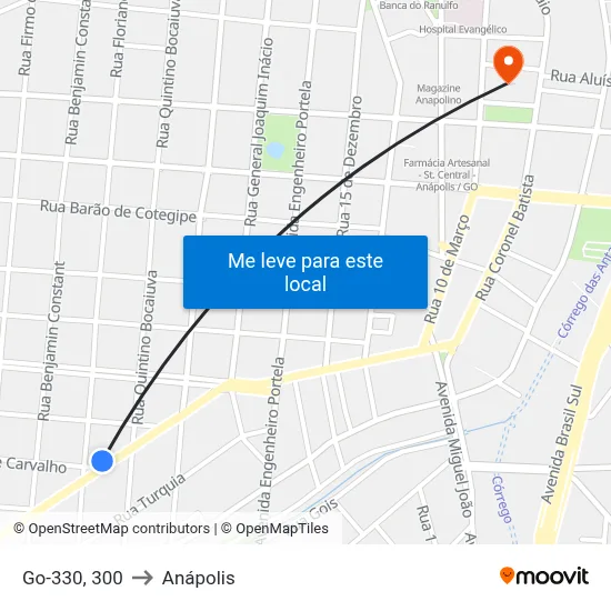 Go-330, 300 to Anápolis map