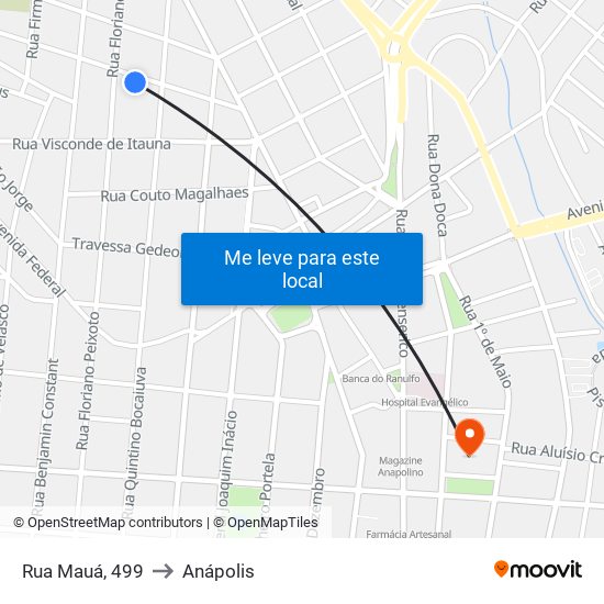 Rua Mauá, 499 to Anápolis map