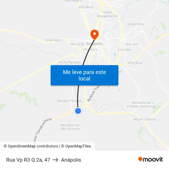 Rua Vp R3 Q 2a, 47 to Anápolis map