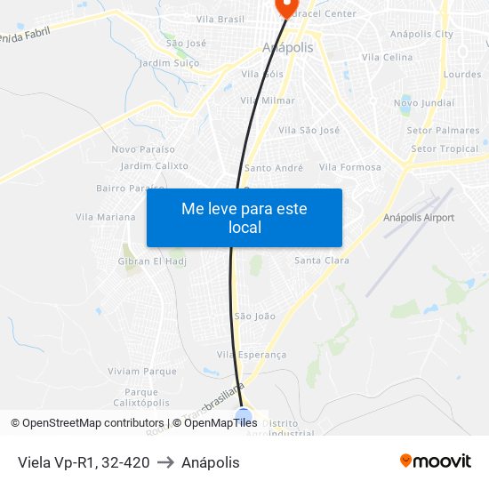 Viela Vp-R1, 32-420 to Anápolis map