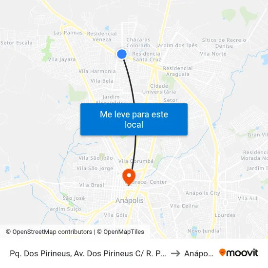 Pq. Dos Pirineus, Av. Dos Pirineus C/ R. Pp 1 to Anápolis map