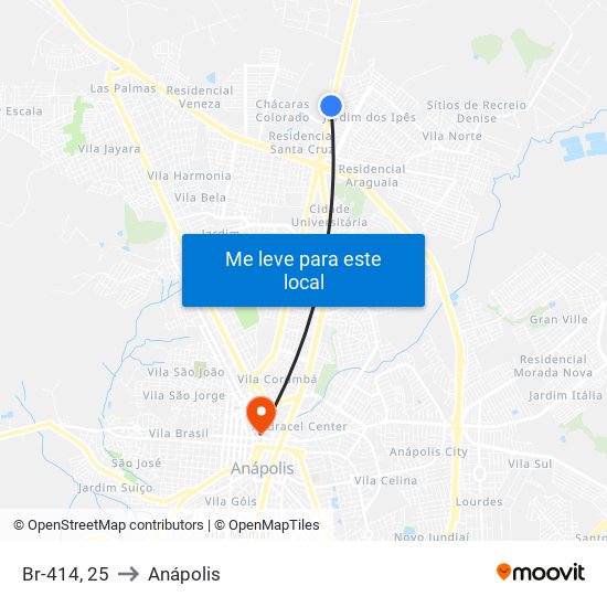 Br-414, 25 to Anápolis map