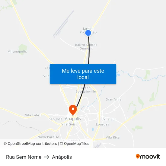Rua Sem Nome to Anápolis map