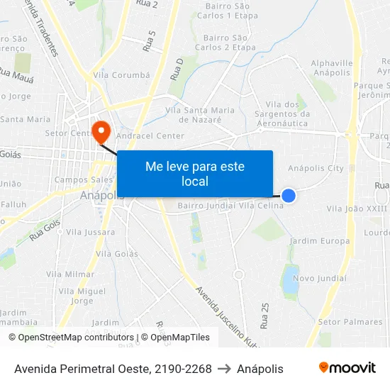 Avenida Perimetral Oeste, 2190-2268 to Anápolis map
