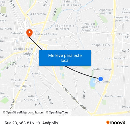 Rua 23, 668-816 to Anápolis map