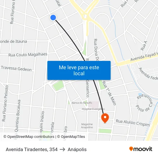 Avenida Tiradentes, 354 to Anápolis map