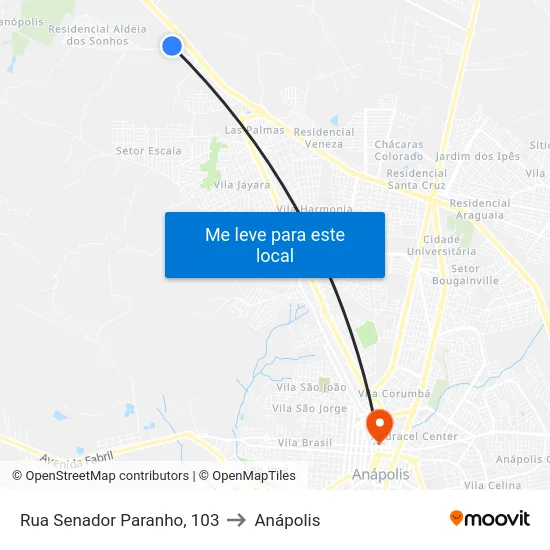 Rua Senador Paranho, 103 to Anápolis map