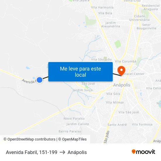 Avenida Fabril, 151-199 to Anápolis map