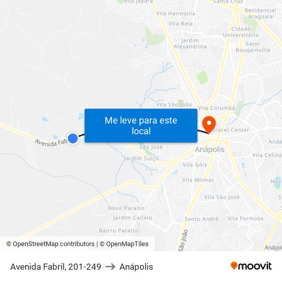 Avenida Fabril, 201-249 to Anápolis map