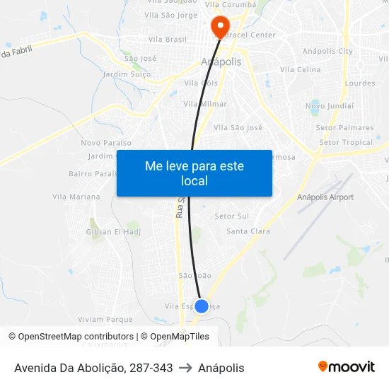 Avenida Da Abolição, 287-343 to Anápolis map