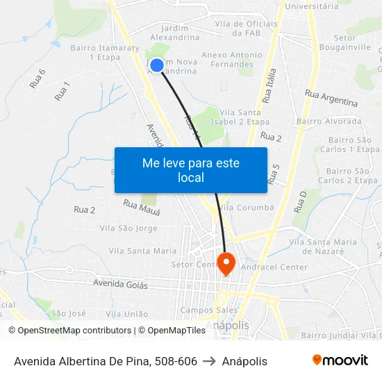 Avenida Albertina De Pina, 508-606 to Anápolis map