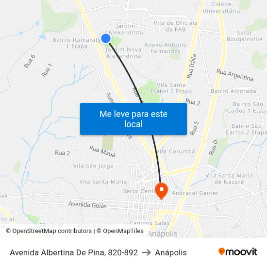 Avenida Albertina De Pina, 820-892 to Anápolis map