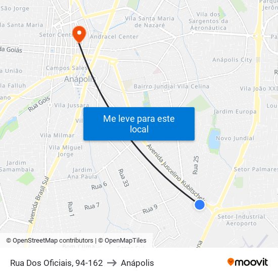 Rua Dos Oficiais, 94-162 to Anápolis map