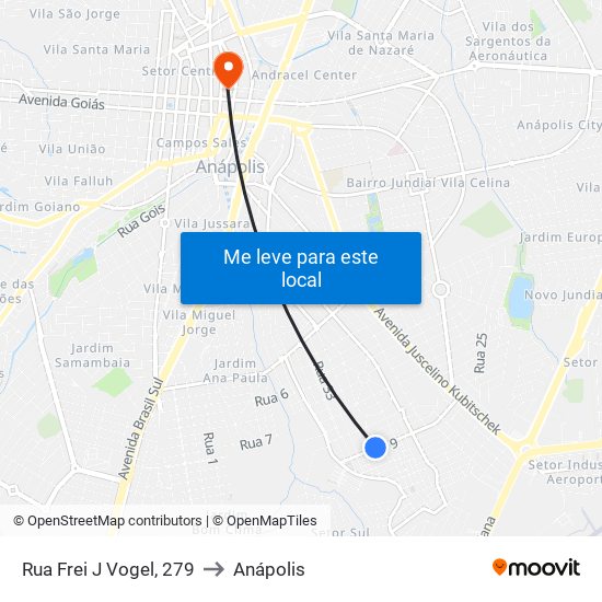 Rua Frei J Vogel, 279 to Anápolis map