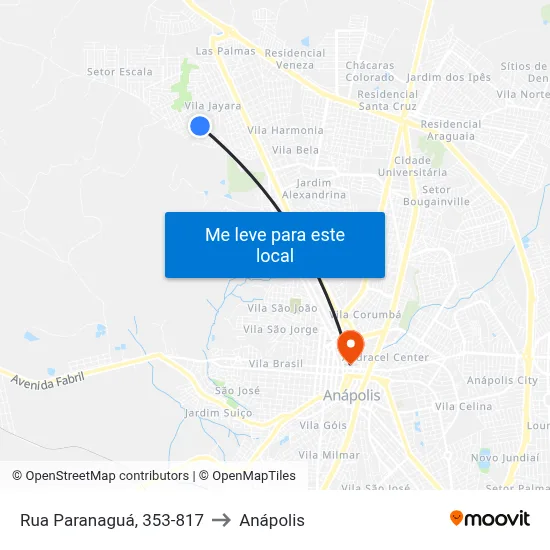 Rua Paranaguá, 353-817 to Anápolis map