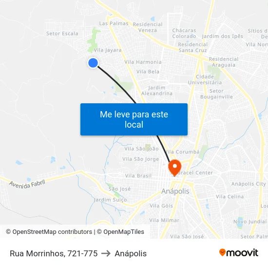 Rua Morrinhos, 721-775 to Anápolis map