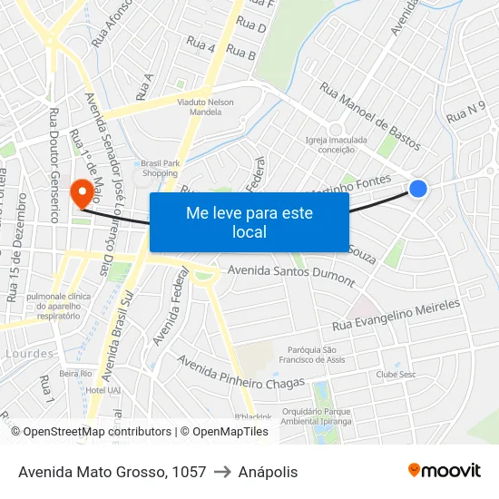 Avenida Mato Grosso, 1057 to Anápolis map