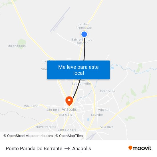 Ponto Parada Do Berrante to Anápolis map