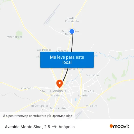 Avenida Monte Sinai, 2-8 to Anápolis map