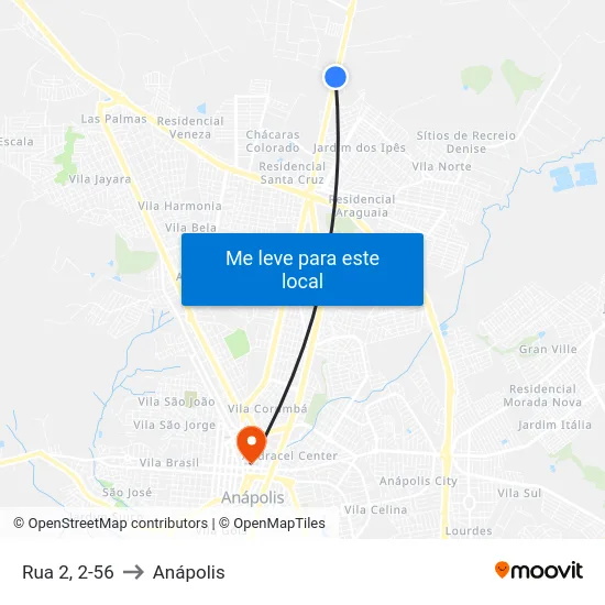 Rua 2, 2-56 to Anápolis map