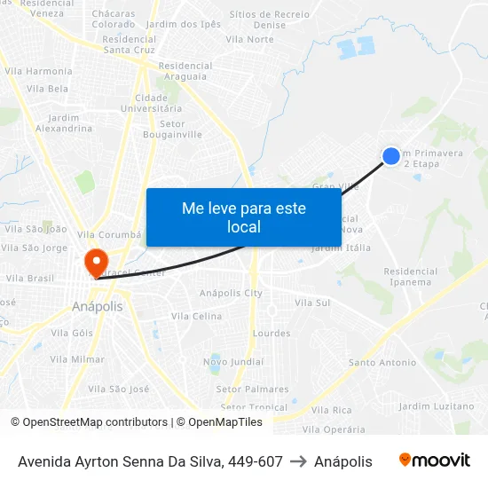 Avenida Ayrton Senna Da Silva, 449-607 to Anápolis map