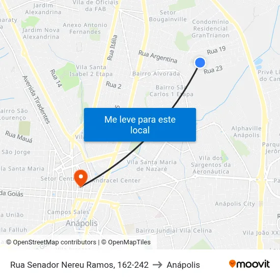 Rua Senador Nereu Ramos, 162-242 to Anápolis map