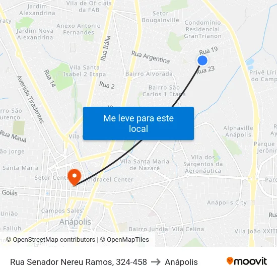 Rua Senador Nereu Ramos, 324-458 to Anápolis map